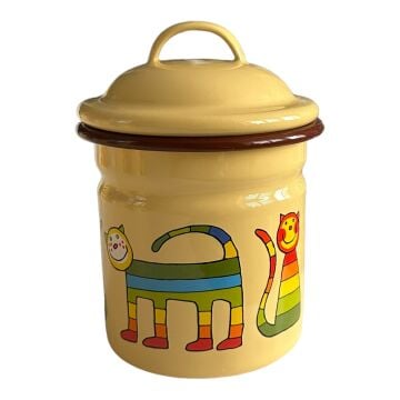 Emaye Yeni kavanoz-Sarı Enine Çizgili Kedi