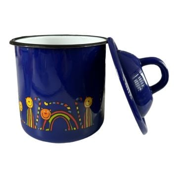 Emaye Büyük Kavanoz-Lacivert Kıvrık kedi