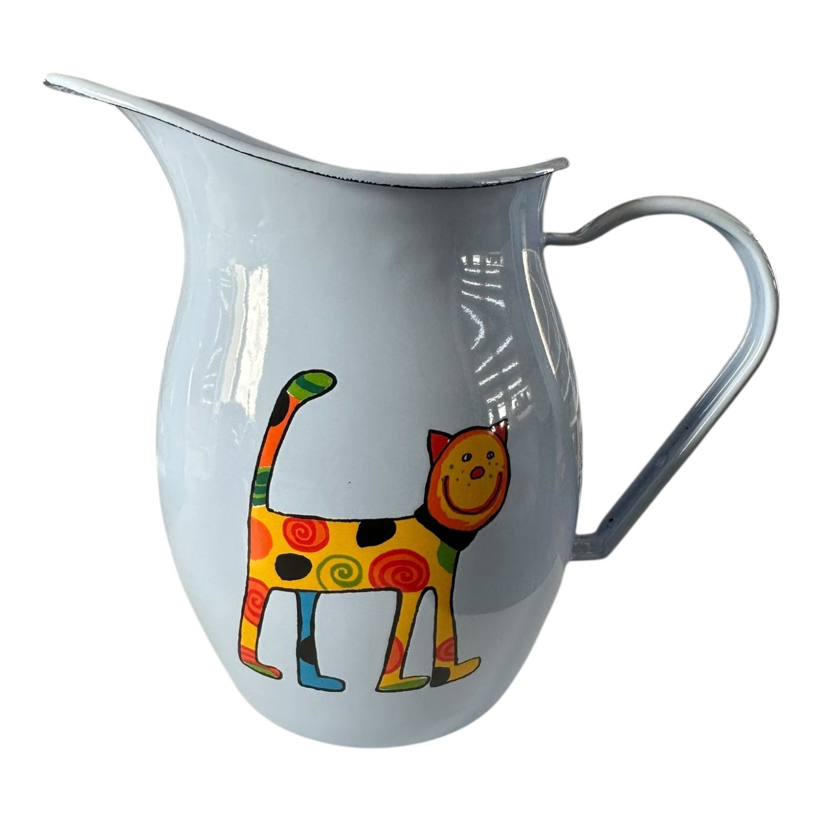 Emaye Sürahi-Parlak Mavi Benekli Kedi