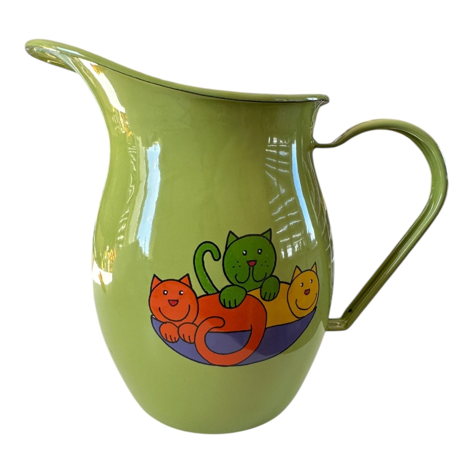 Emaye Sürahi-Elma Yeşili Üçüz Kediler