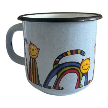 Emaye Konik Bardak-Buz Mavisi Kıvrık Kedi