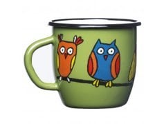 Emaye Konik Yuvarlak Bardak-Yeşil Baykuş