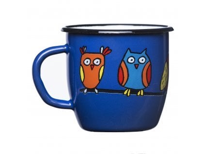 Emaye Konik Yuvarlak Bardak-Lacivert Baykuş