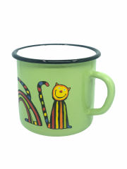 Emaye Bardak-Mint Kıvrık Kedi