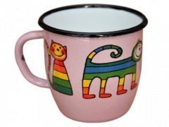 Emaye Konik Bardak-Lila Enine Çizgili Kedi