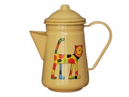 Emaye Demlik-Sarı Ayakta Benekli Kedi