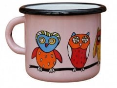 Emaye Mega Bardak 9cm-Pembe Baykuş