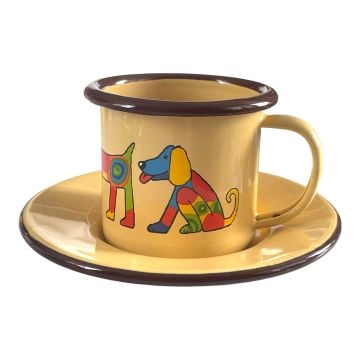Emaye Fincan-Sarı Köpek