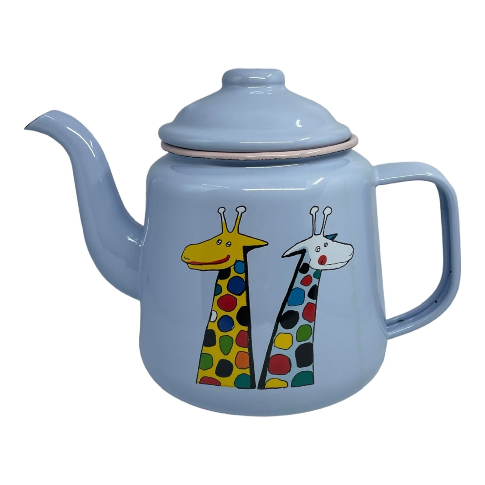 Emaye Konik Çay Demliği-Açık Mavi Zürafa