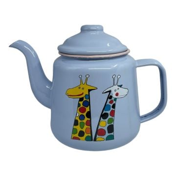 Emaye Konik Çay Demliği-Açık Mavi Zürafa