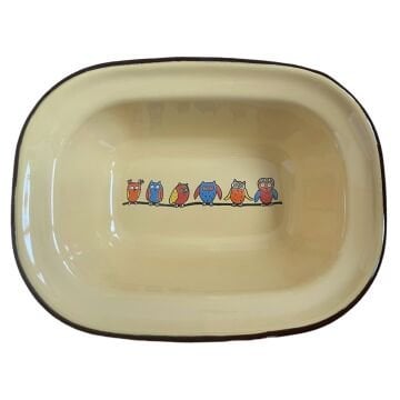 Emaye Çukur Tabak-Sarı Baykuş