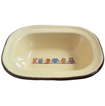 Emaye Çukur Tabak-Sarı Baykuş