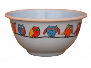 Emaye Kase /12 cm-Açık Mavi Baykuş