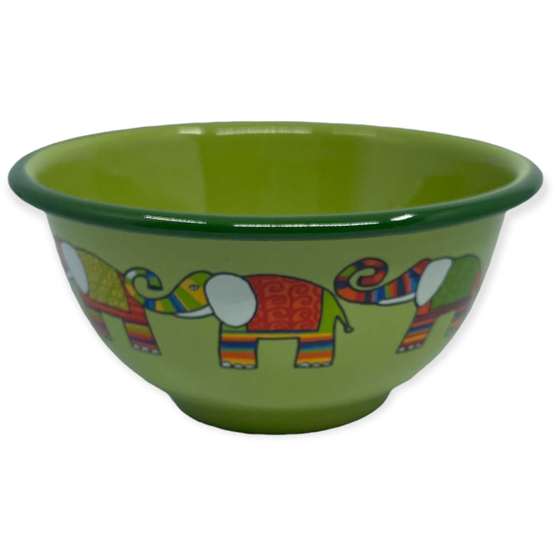 Emaye Kase /12 cm-Yeşil Fil