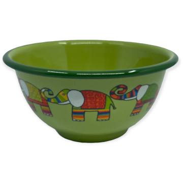 Emaye Kase /12 cm-Yeşil Fil