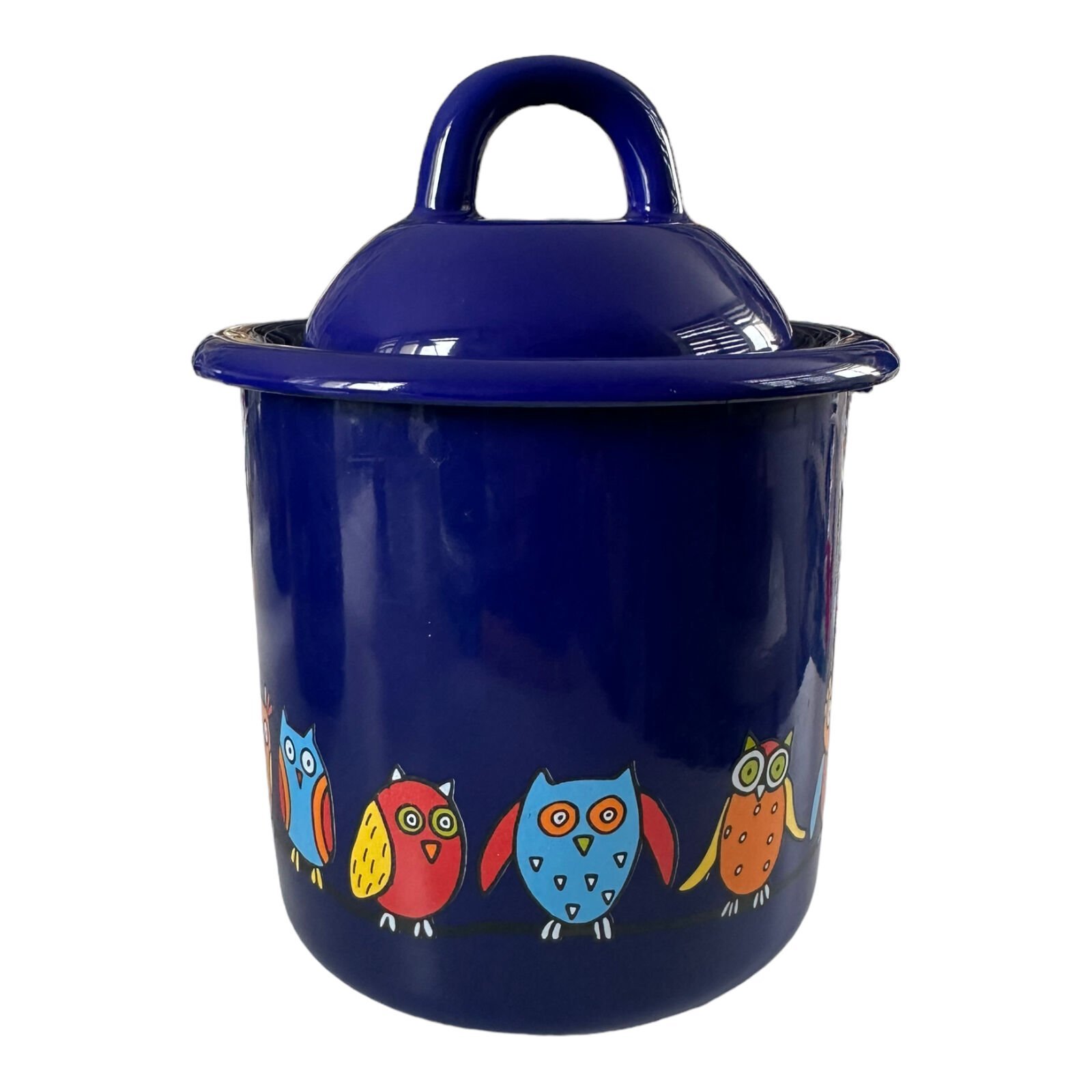 Emaye Büyük Kavanoz-Lacivert Baykuş