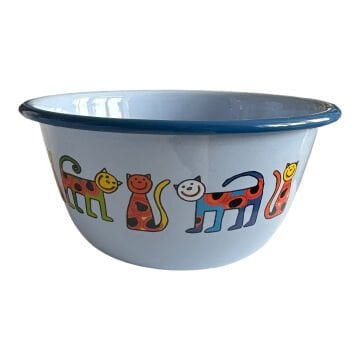 Emaye Büyük Kase-Mavi Benekli Kedi