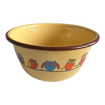 Emaye Büyük Kase-Sarı baykuş