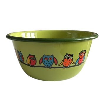 Emaye Büyük Kase-Yeşil Baykuş