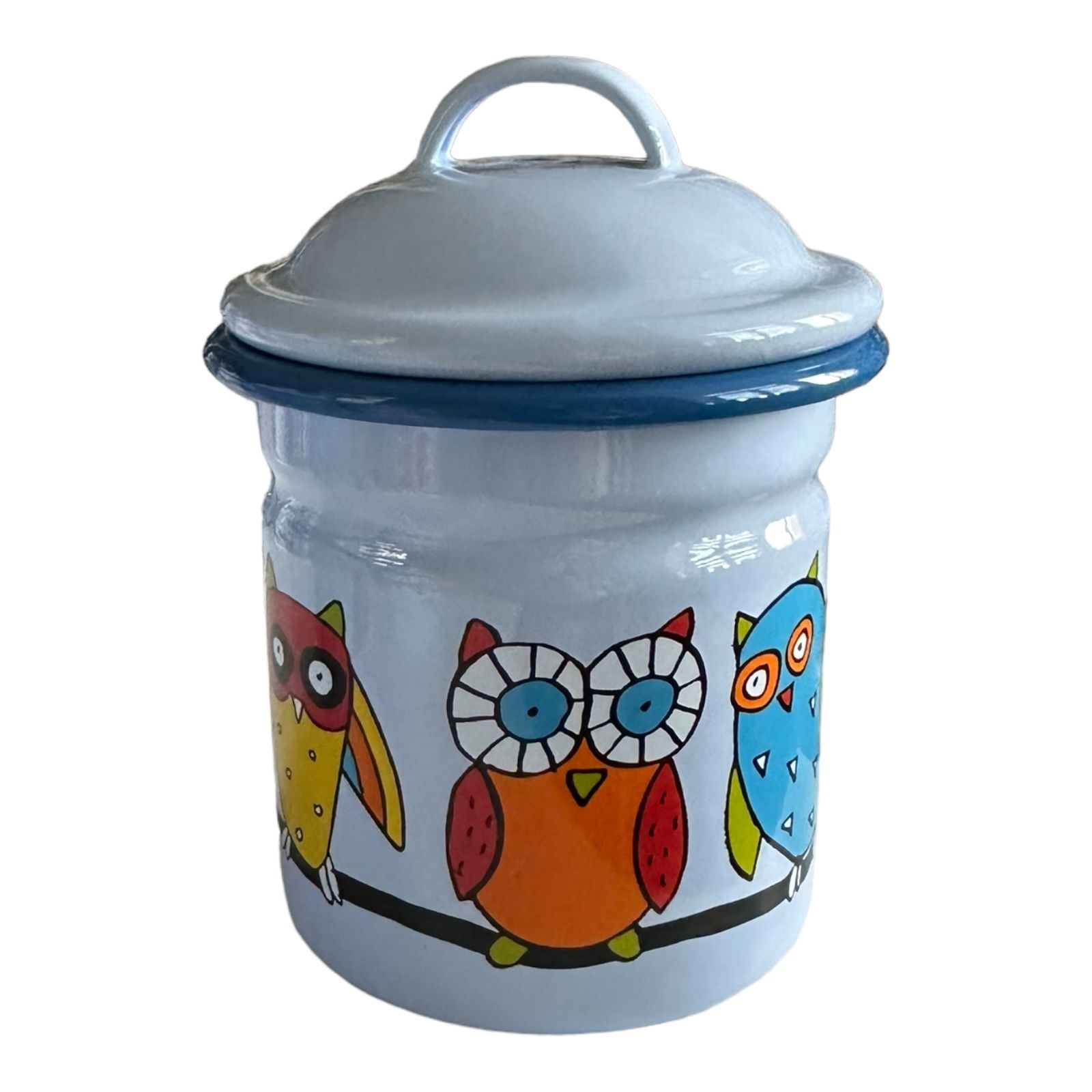 Emaye Yeni Kavanoz-Mavi Baykuş