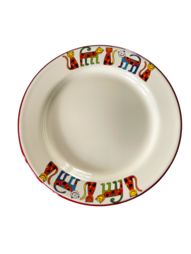 Emaye Tabak-Krem Benekli Kedi