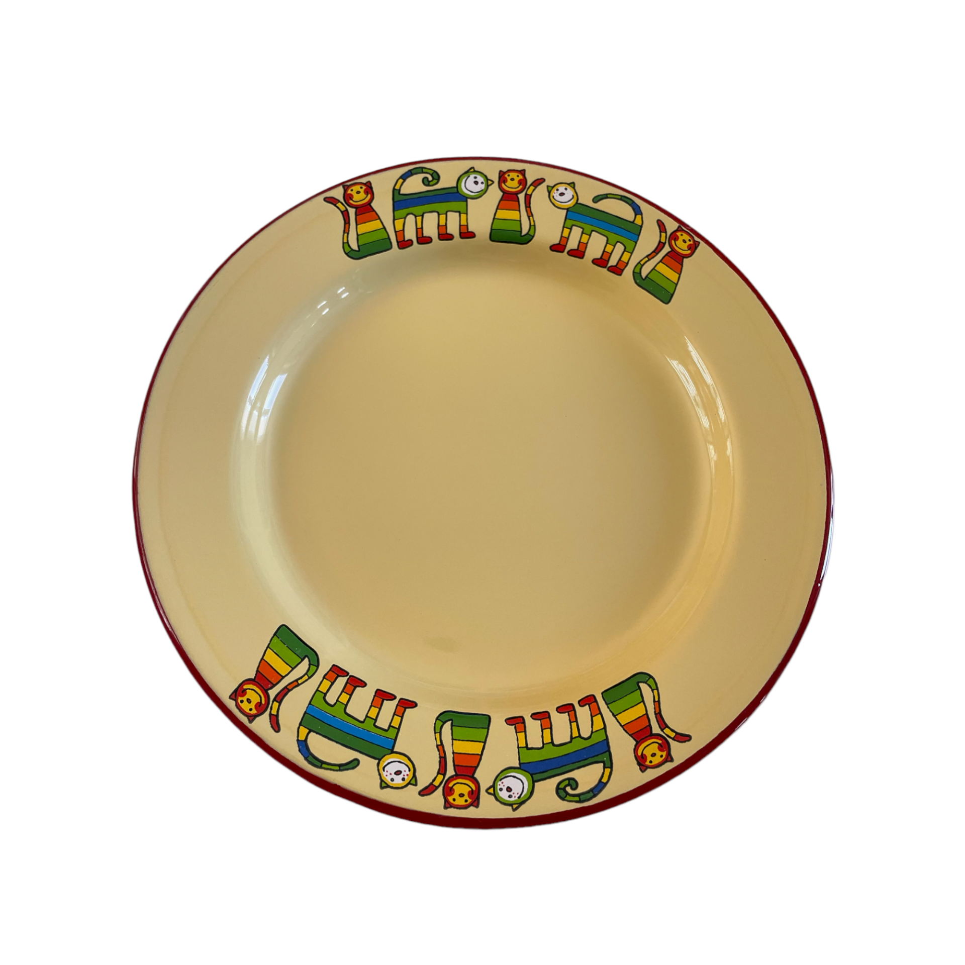 Emaye  Tabak-Sarı Enine Çizgili Kedi