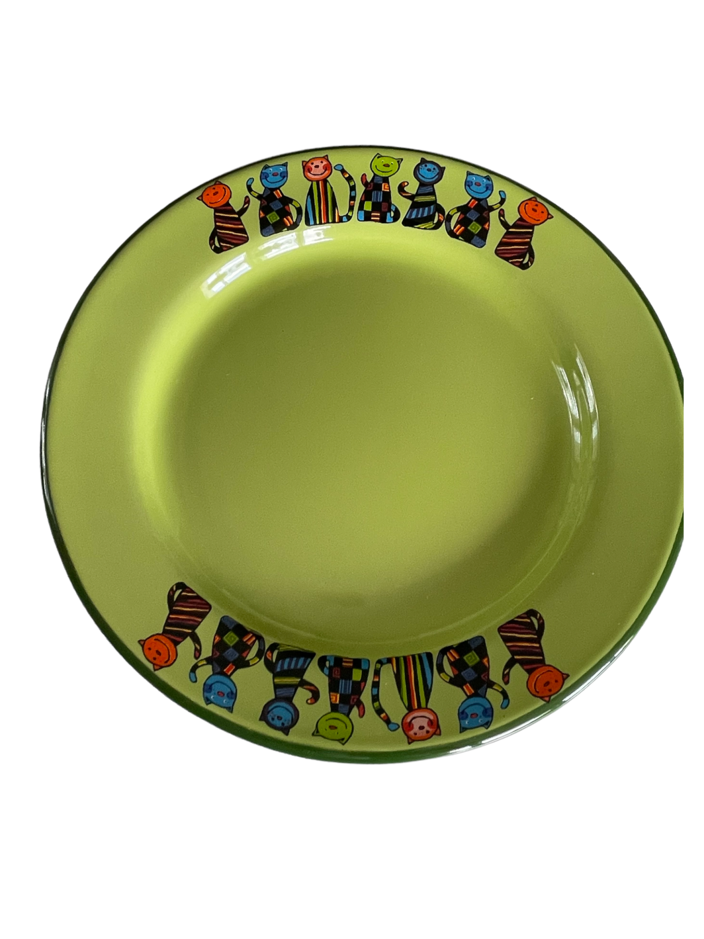 Emaye Tabak-Yeşil Kareli Kedi