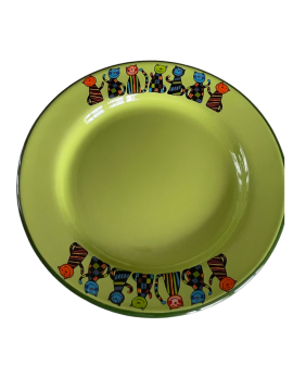 Emaye Tabak-Yeşil Kareli Kedi