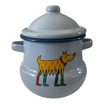 Emaye Kulplu Kavanoz-Mavi Köpek