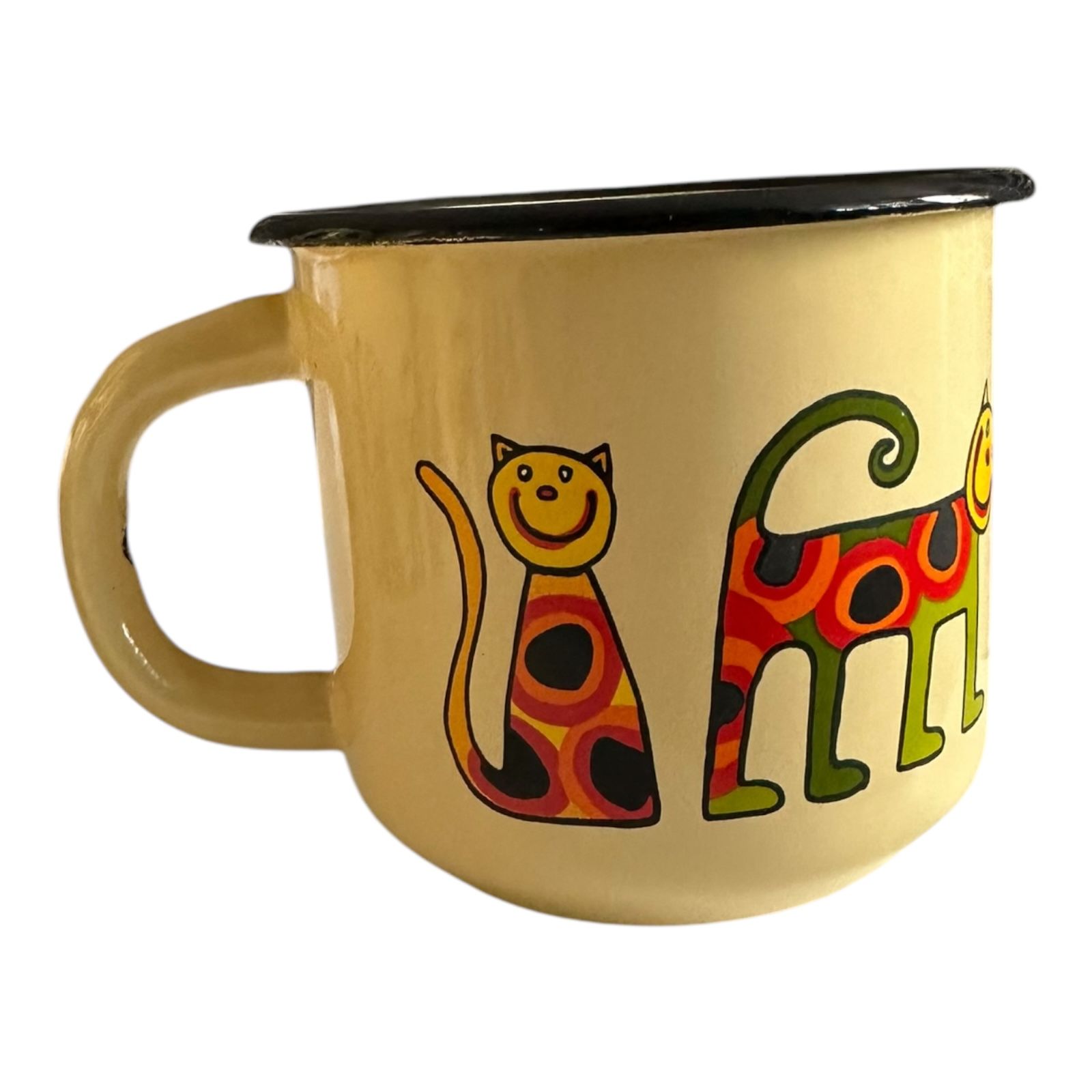 Emaye Konik Bardak-Krem Benekli Kedi