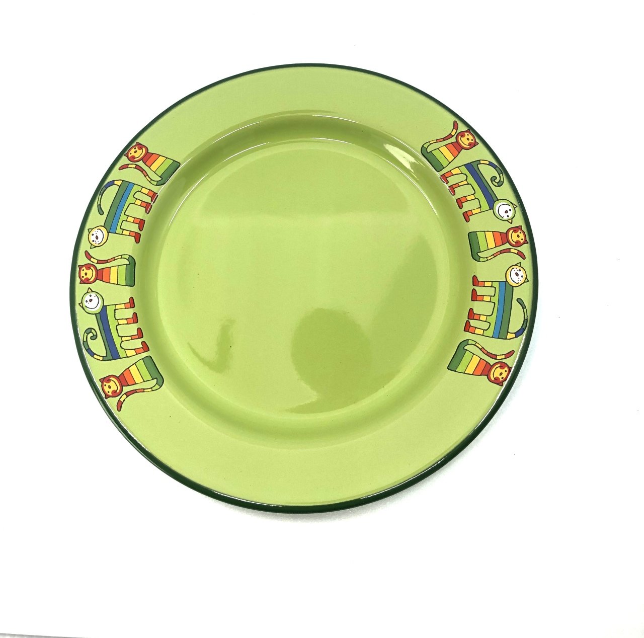 Emaye Tabak-Yeşil Enine Çizgili Kedi