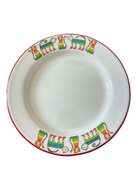 Emaye Tabak-Krem Enine Çizgili Kedi