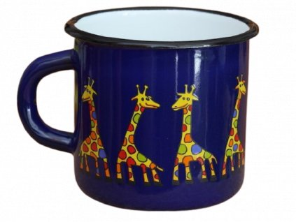 Emaye Büyük Bardak-Lacivert Zürafalar