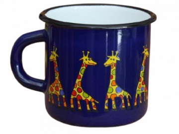 Emaye Büyük Bardak-Lacivert Zürafalar