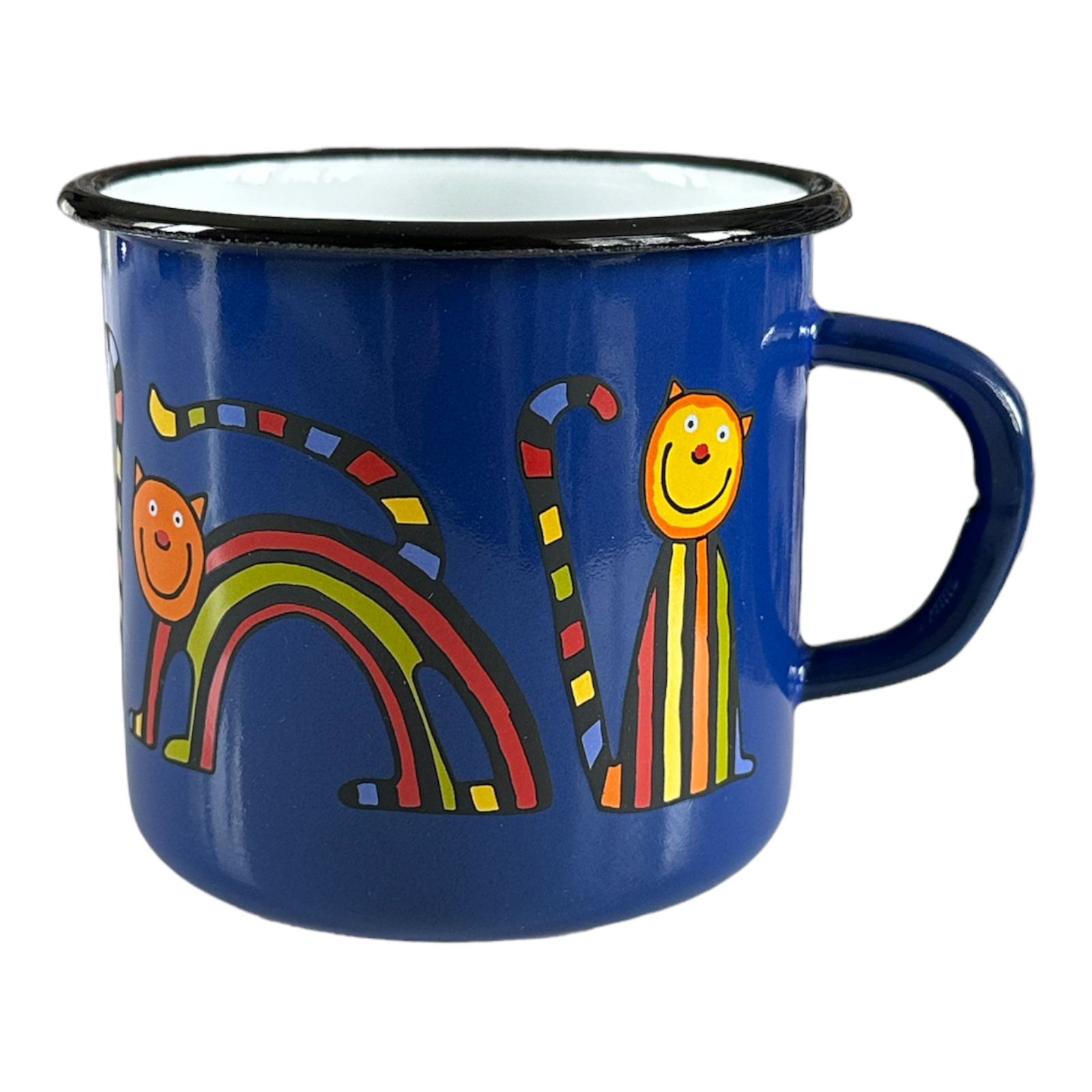 Emaye Büyük Bardak-Lacivert Kıvrık Kedi