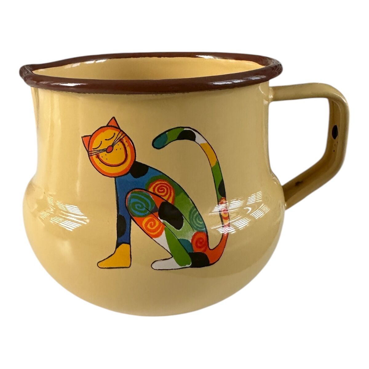 Emaye Küçük Sütlük-Oturan Kedi