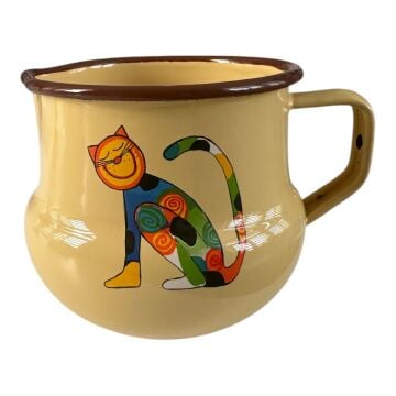 Emaye Küçük Sütlük-Oturan Kedi