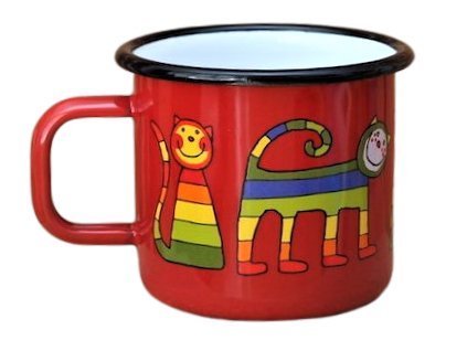 Emaye Bardak- Kırmızı Enine Çizgili Kedi