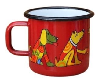 Emaye Büyük Kupa-Kırmızı Köpekler