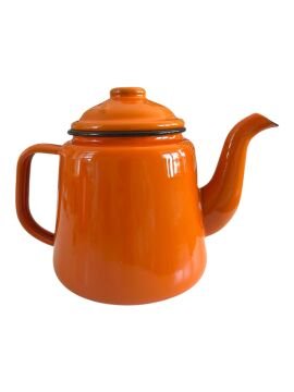 Emaye Konik Çay Demliği- Turuncu Üçüz Kediler