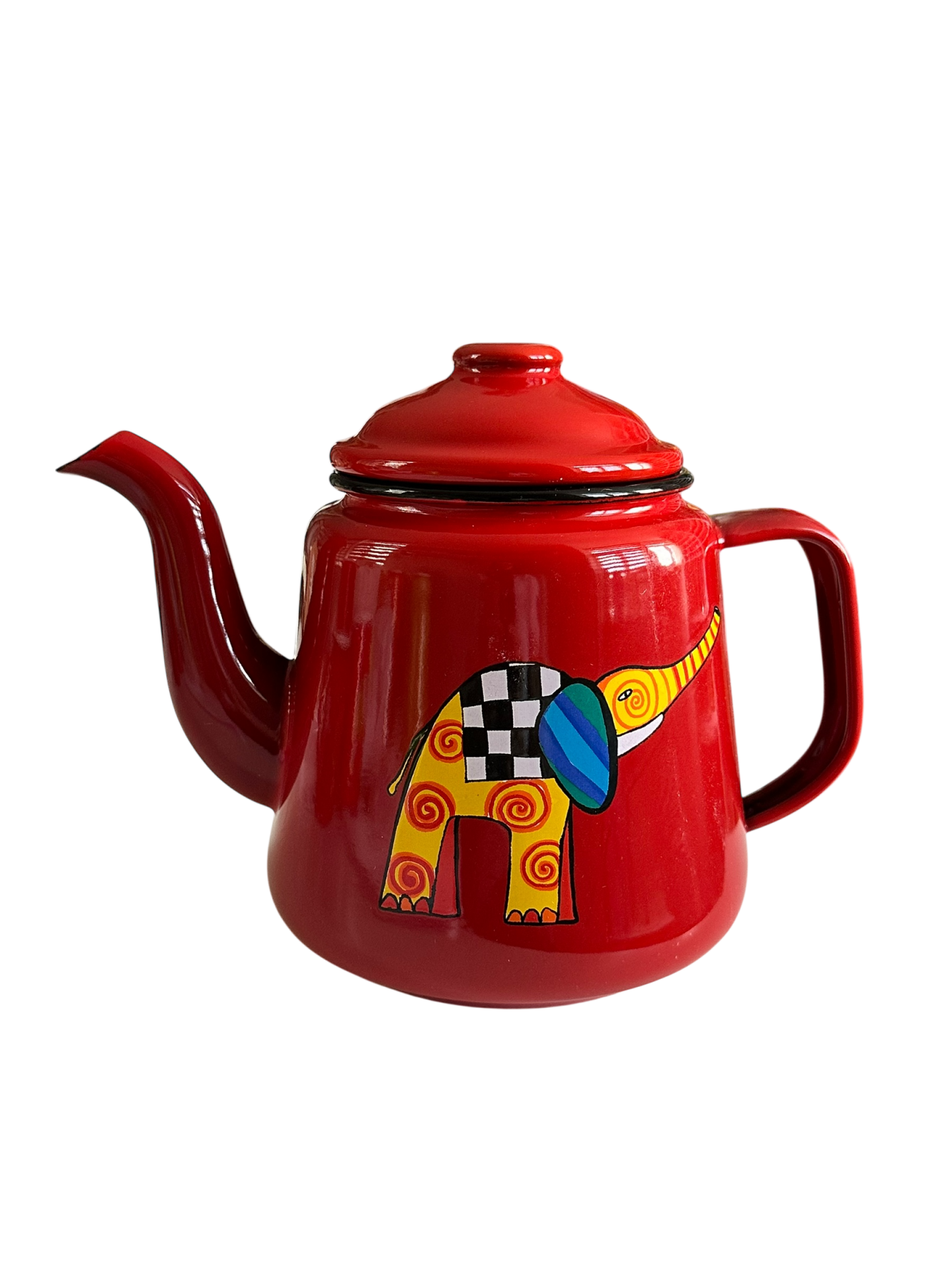 Emaye Konik Çay Demliği-Kırmızı Fil