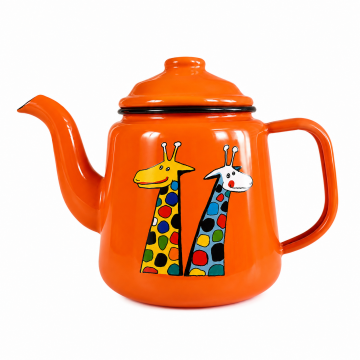 Emaye Konik Çay Demliği-Turuncu Zürafa