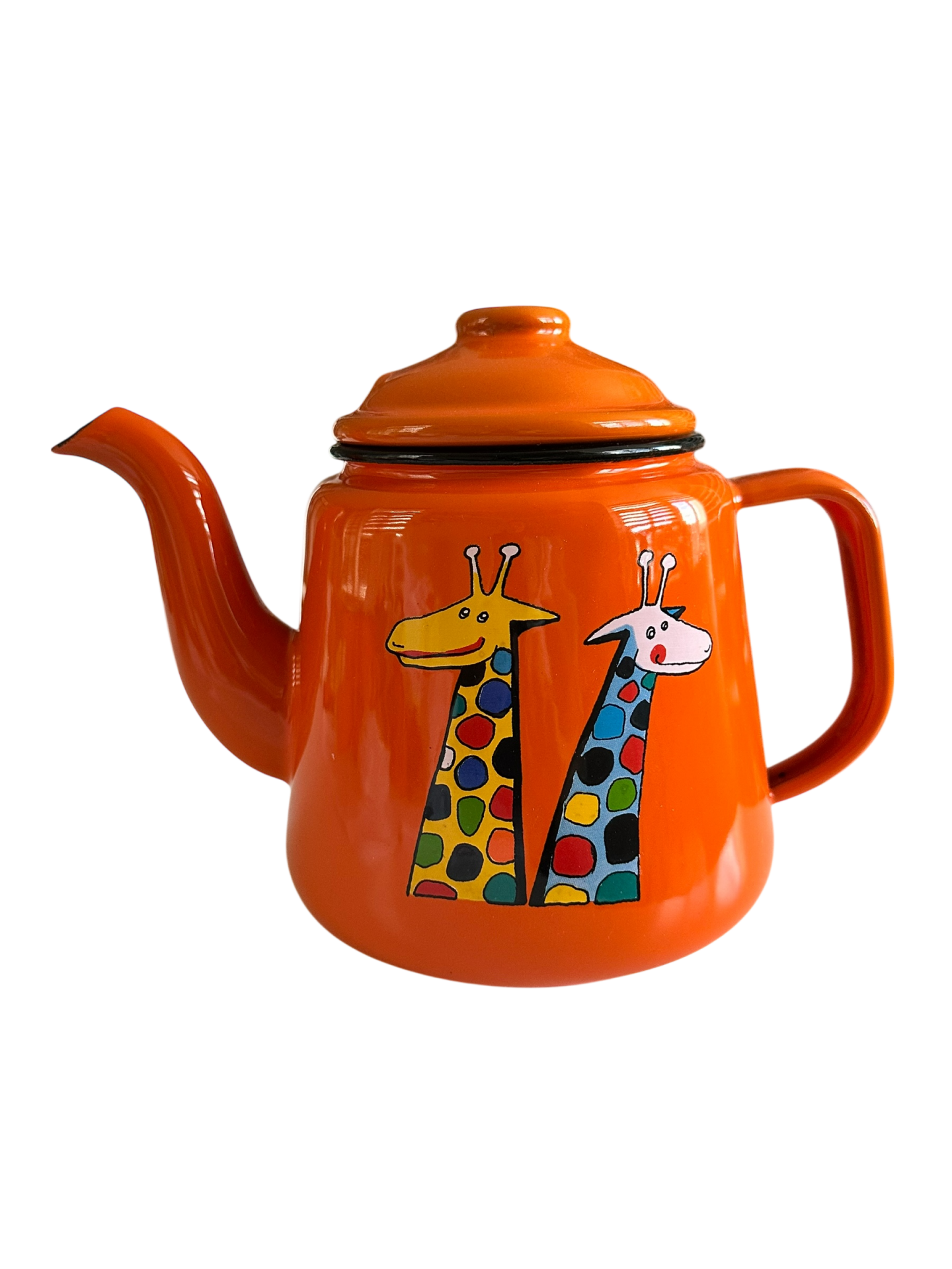 Emaye Konik Çay Demliği-Turuncu Zürafa