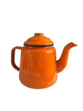 Emaye Konik Çay Demliği- Turuncu Benekli Kedi