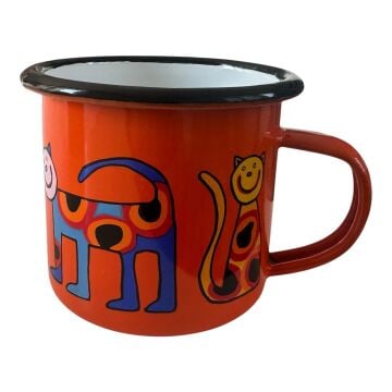 Emaye Büyük Bardak-Turuncu Benekli Kedi