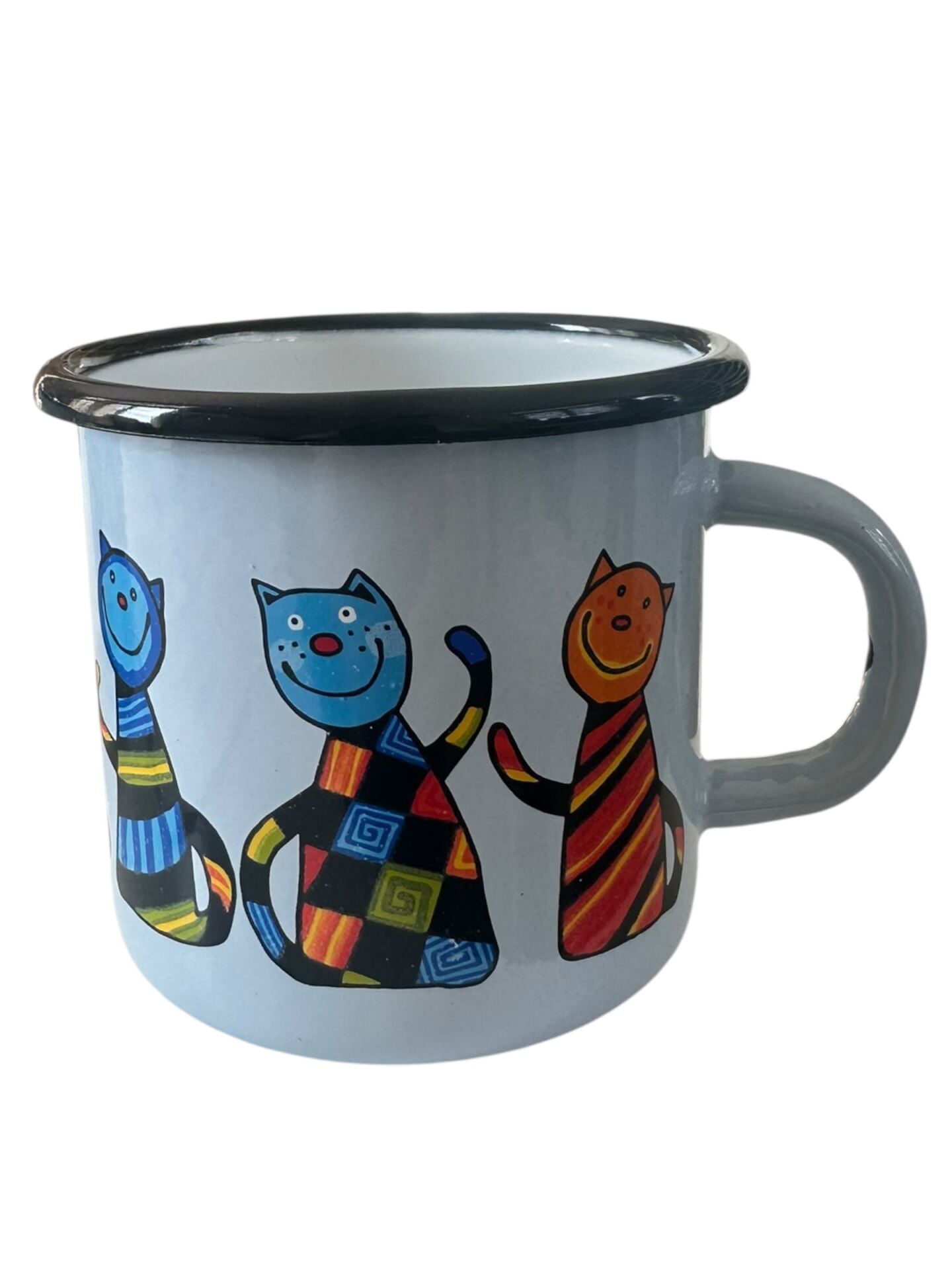 Emaye Bardak-Buz Mavi Kareli Kedi