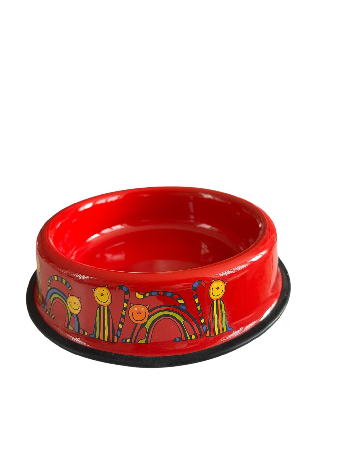 Emaye Kedi Mama Kabı -Kırmızı Kıvrık Kedi