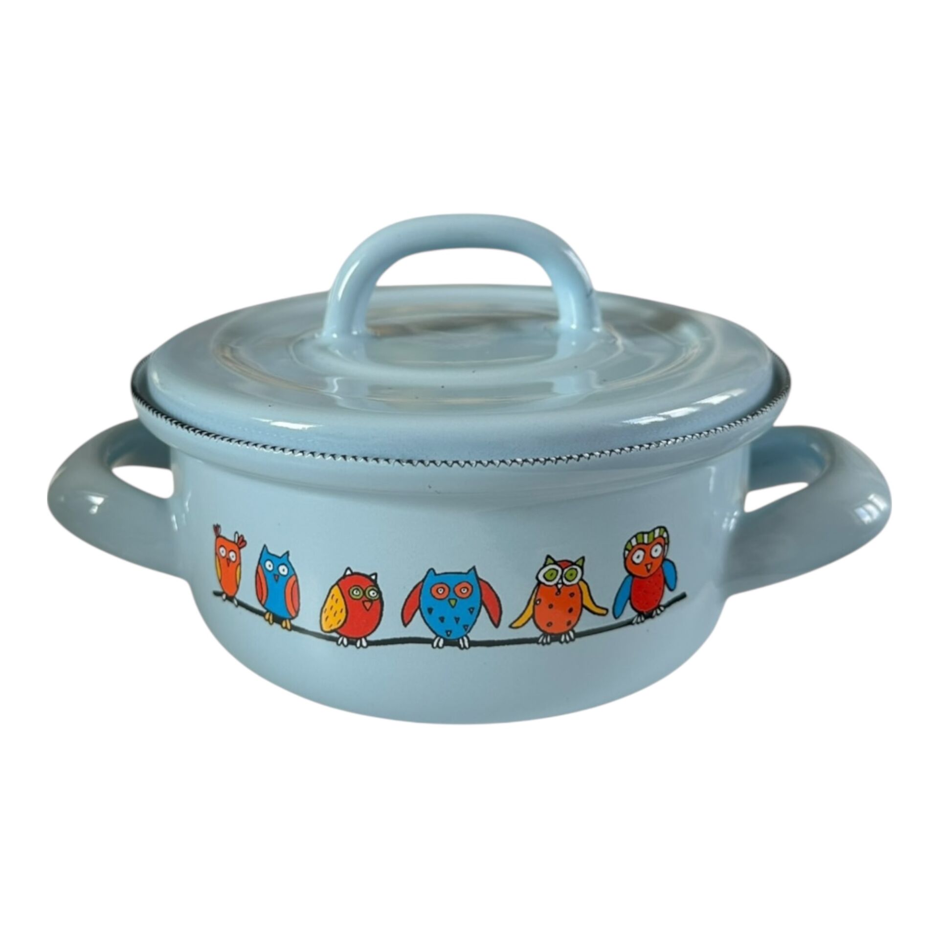 Emaye Tencere-Açık Mavi Baykuş