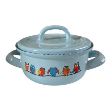 Emaye Tencere-Açık Mavi Baykuş