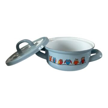 Emaye Tencere-Açık Mavi Baykuş